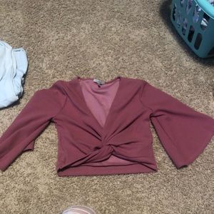 Cropped plunging shirt